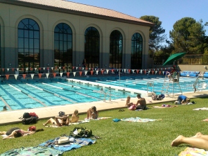 The pool at one of Stanford's gyms. It was a beautiful day today.